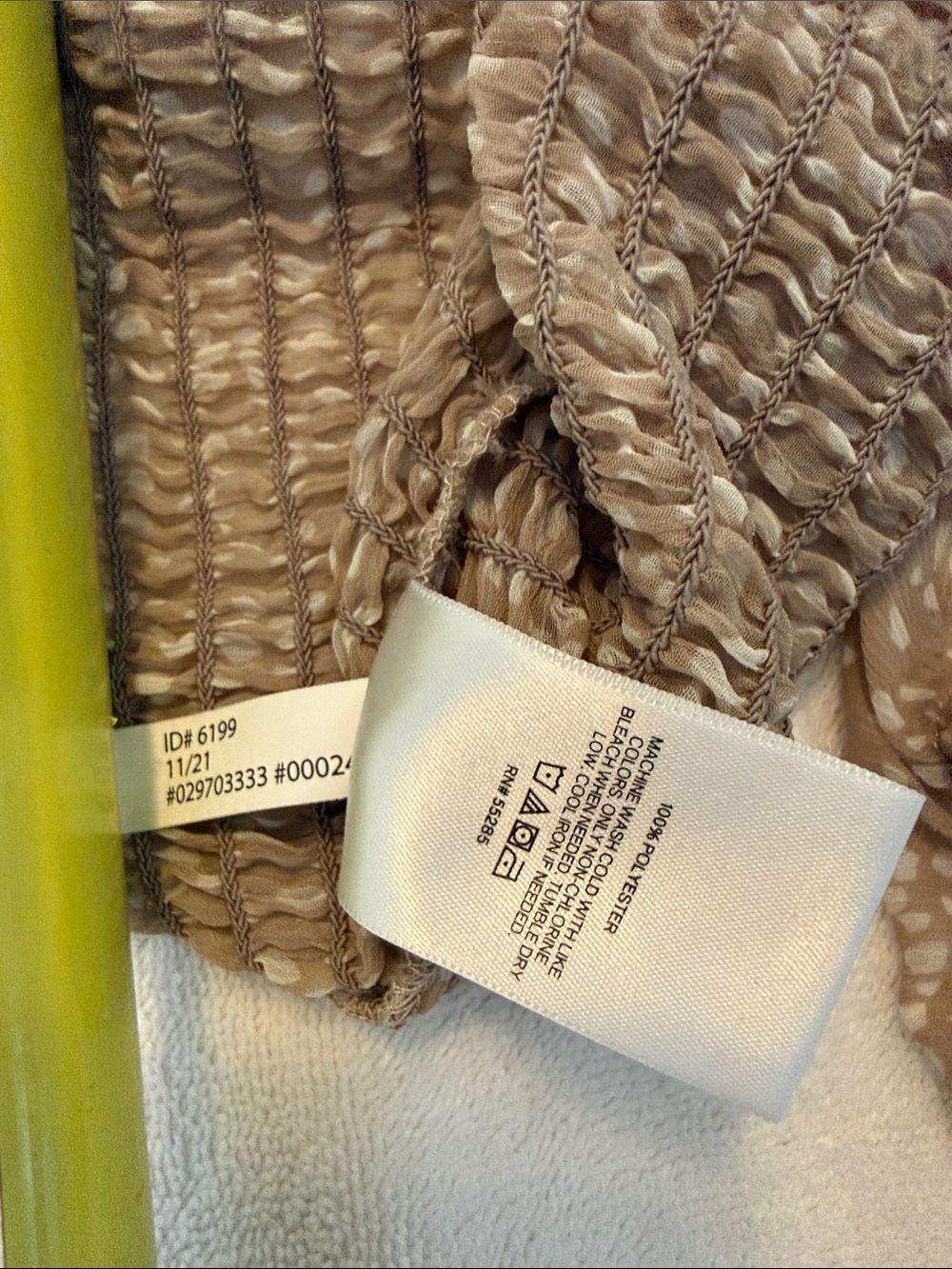 Express Neutral Smocked Ruffled Neck Blouse - Picture 2 of 7
